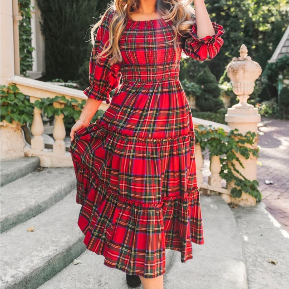 Ivy City & Co. Madeline dress in holiday plaid size M